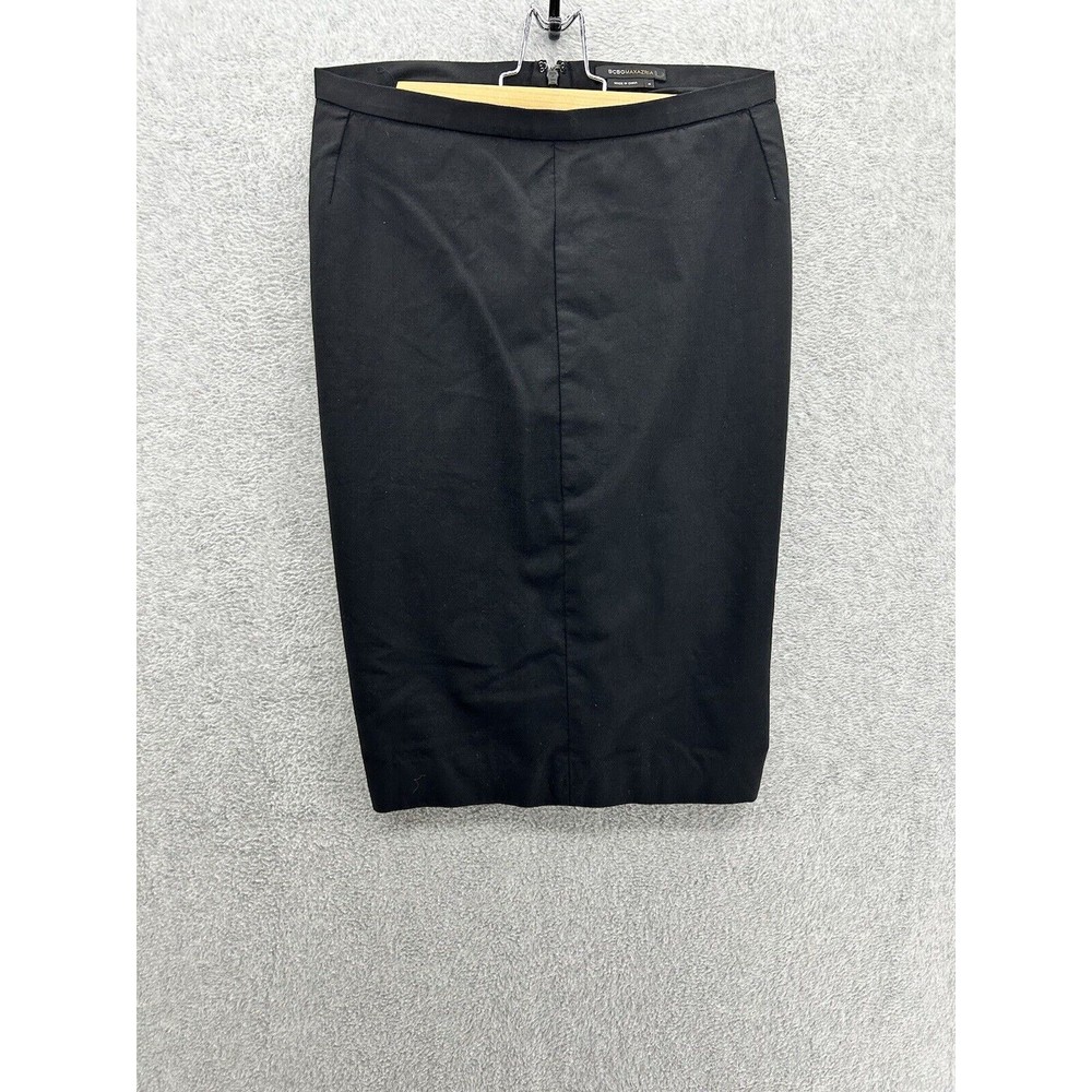 BCBGMAXAZARIA Women's Skirt Pencil Skirt Solid Black Size 4 Ruched Back Wool